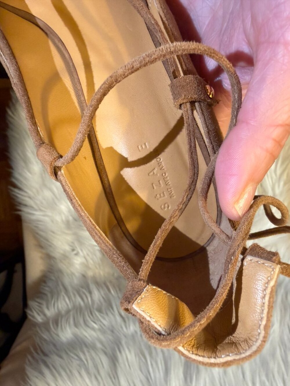 Sézane Valentina Camel Suede Lace-Up Pumps 40 - Picture 8 of 8